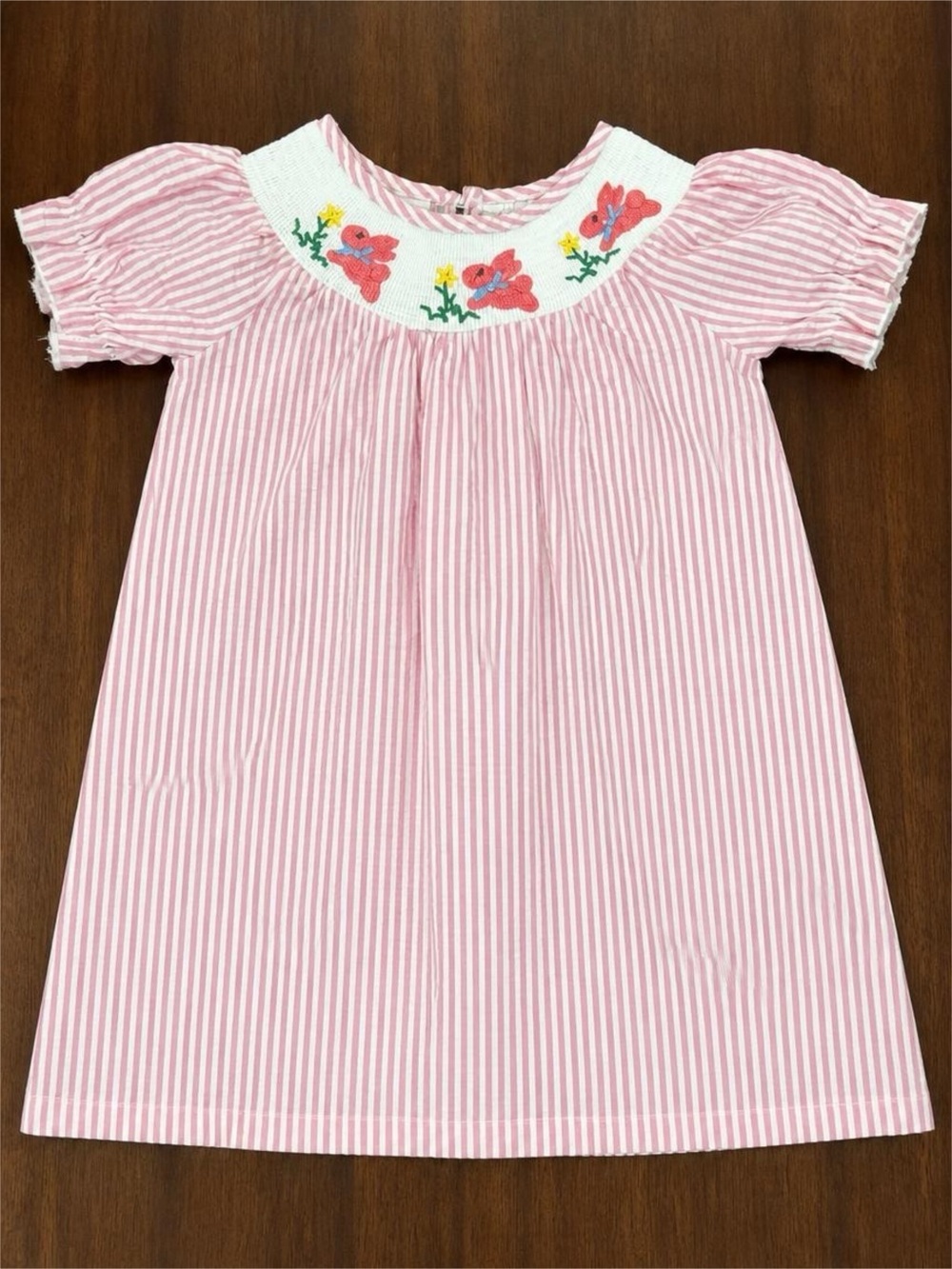Pink Seersucker Smocked Bunny Dress Girls Size 120